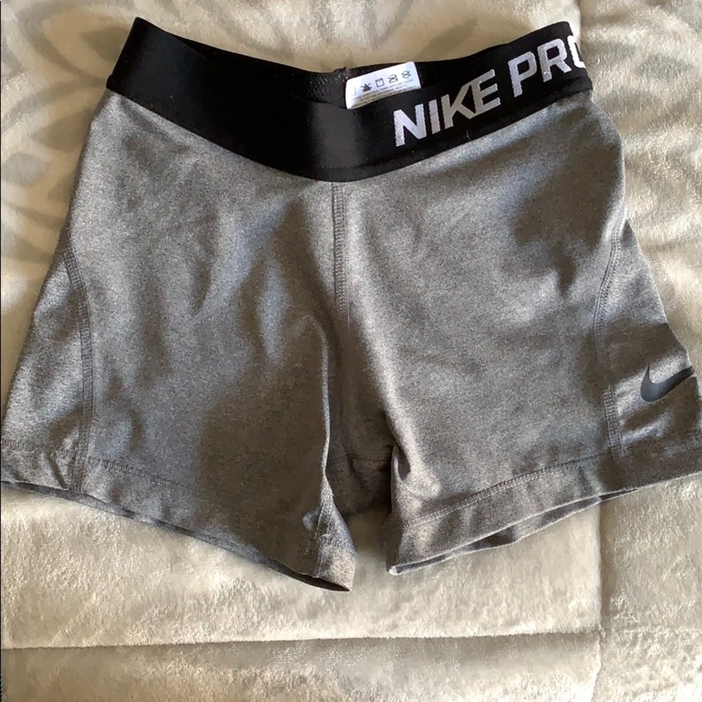 Gray Nike pro spandex shorts